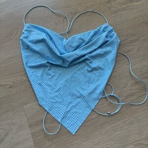 CULTNAKED Light Blue Rhinestone Halter Tie Top - Medium